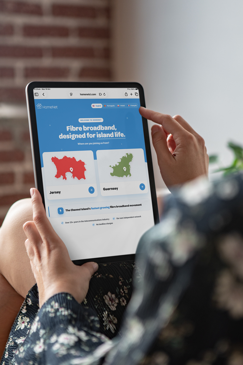 Someone browsing the new HomeNet website on an iPad